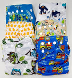 Bundles are Back! 6 Pack One Size Bundles Now with DOUBLE Inserts - A Total of 12  Diaper Inserts - Girl and Boy Solid Colors and Playful Prints